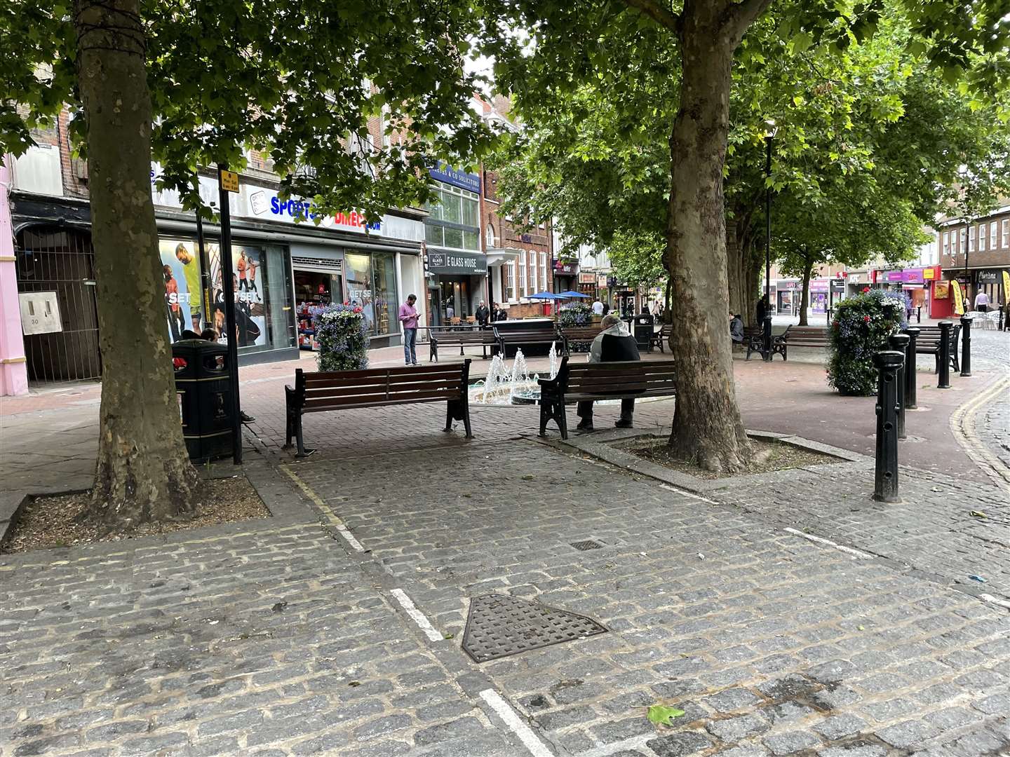 The fountain lies next door to Sports Direct