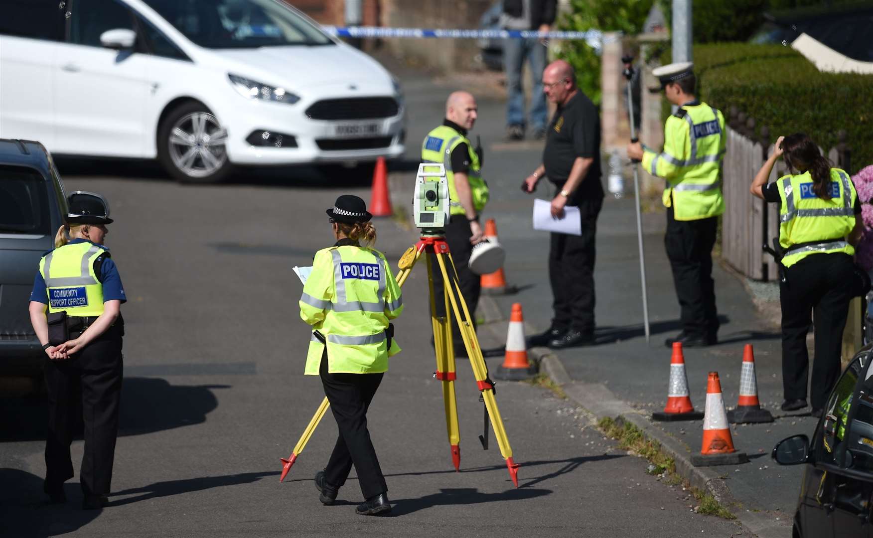 Police survey the scene in Meadow Close after the unlawful killing of Dalian Atkinson (Joe Giddens/PA)