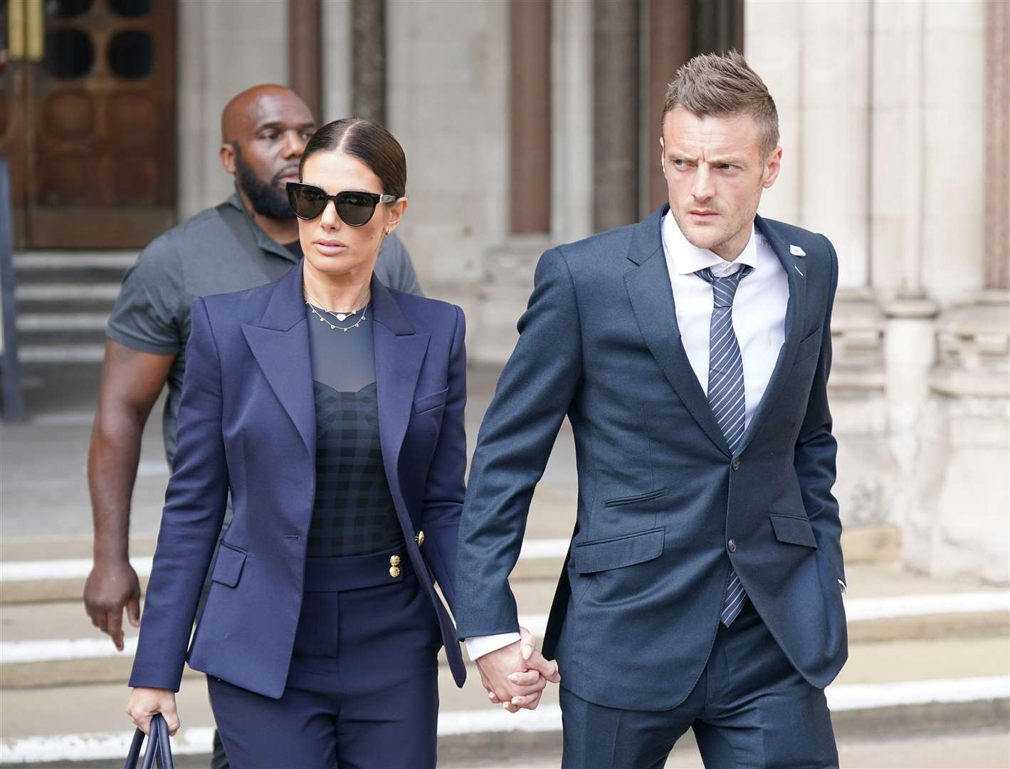 Rebekah and Jamie Vardy leaves the Royal Courts Of Justice during the libel hearing (PA)