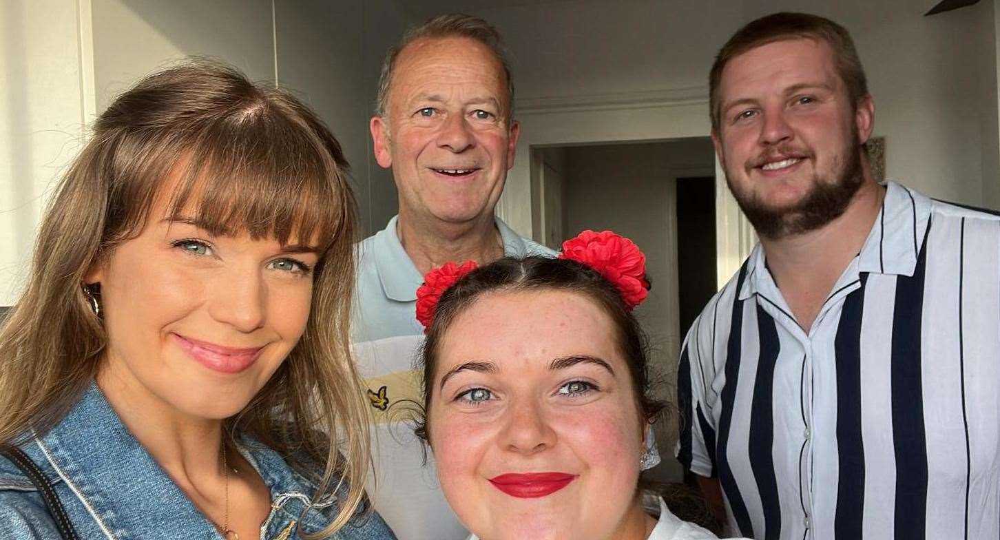 Tony with his two daughters Fiona (left), Sophie and Fiona's partner Jack