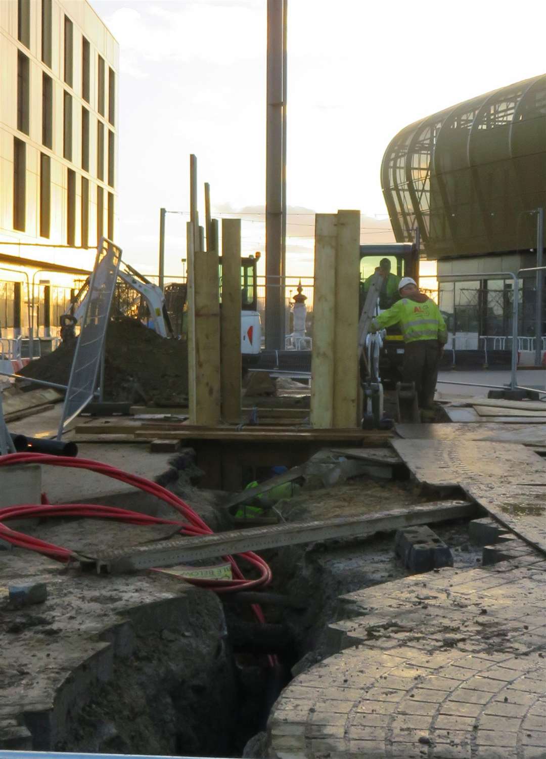 Repairs between the hotel and cinema. Picture: Andy Clark