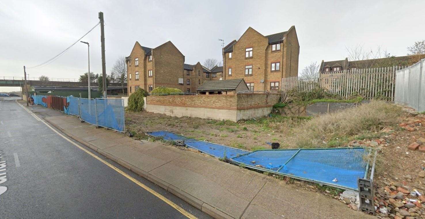 The plot in Canal Road, Strood, which has planning permission for a car wash and tyre shop. Picture: Google