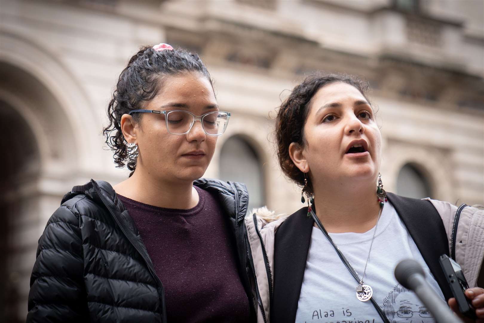 Alaa Abd El-Fattah’s sister Sanaa Seif, left, said her brother was ‘so hurt’ to hear the Prime Minister had met the Egyptian president and not talked about his case (Stefan Rousseau/PA)