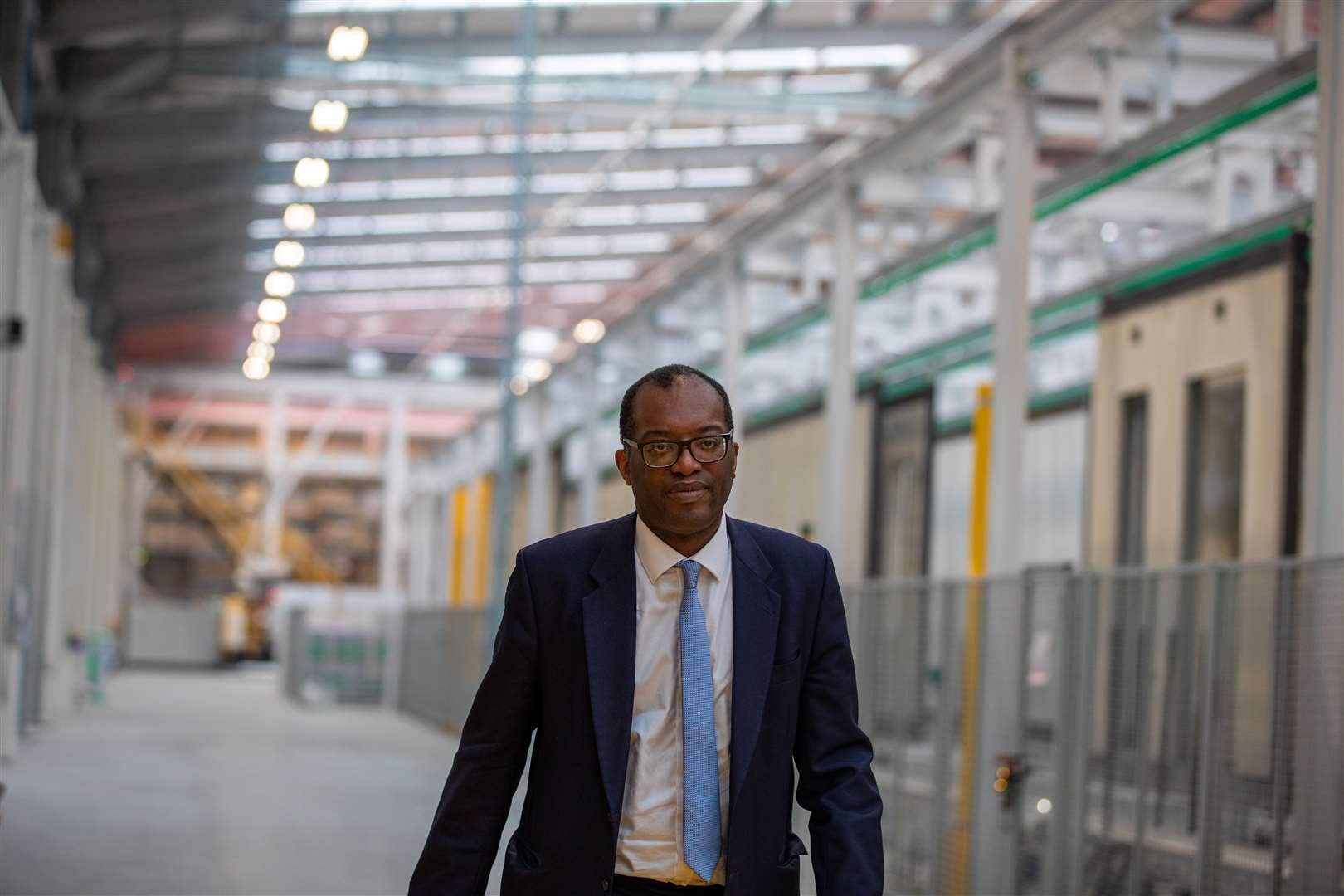 Kwasi Kwarteng at the Berkley Modular Housing Factory in Ebbsfleet. Picture: Zara Farrar HM Treasury