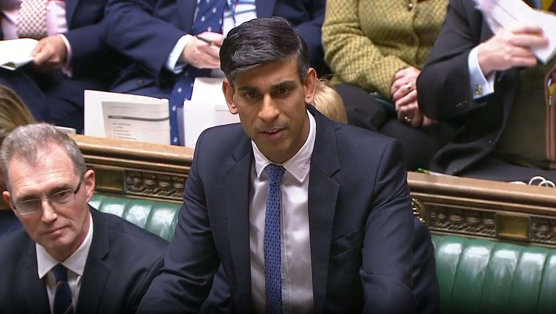 Prime Minister Rishi Sunak speaks during Prime Minister’s Questions in the House of Commons (House of Commons/UK Parliament/PA)