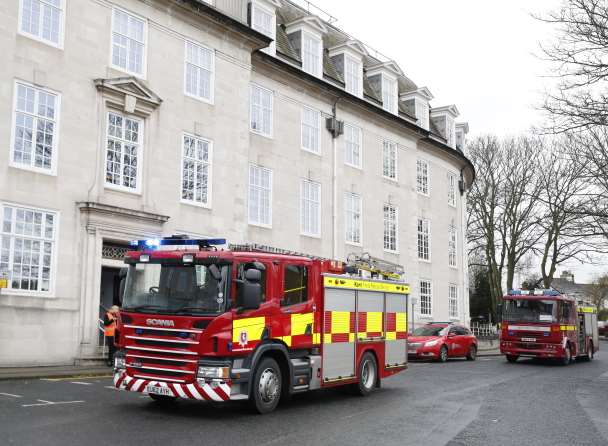 Fire engines at the scene. Picture: Martin Apps