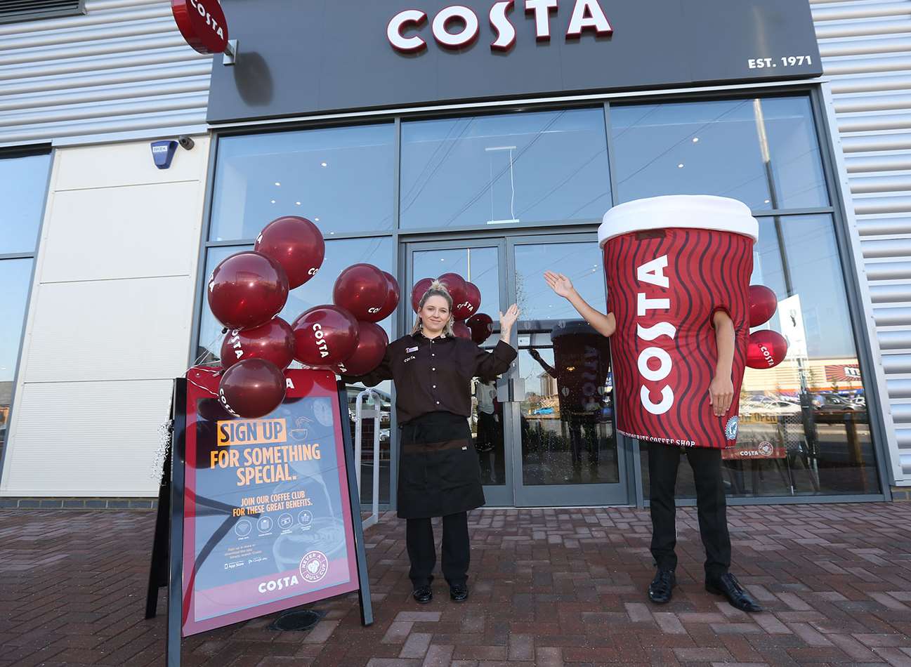 Open for business: Barista Linsey Smith with Costa Cup at Sheppey’s first Costa Coffee branch at Neats Court, Queenborough.