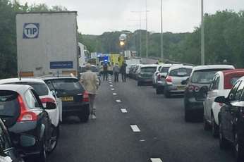 Officers closed the Londonbound carriageway allowing the air ambulance to arrive. Picture: @Kent_999s