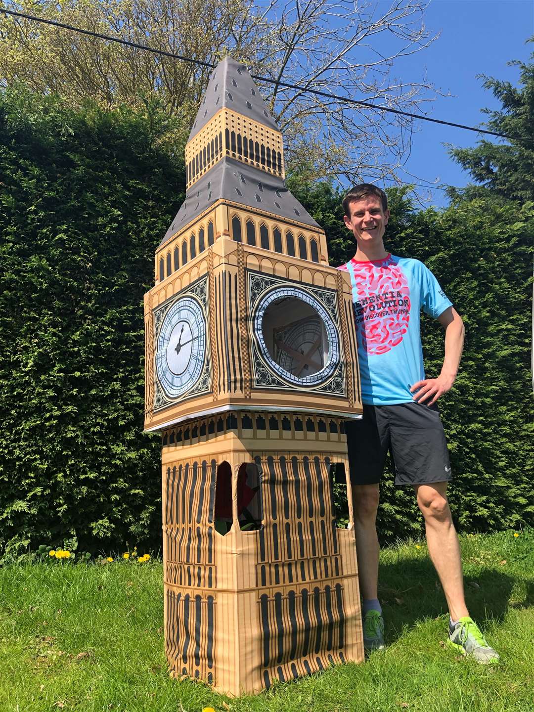 Lukas Bates is hoping for calmer weather when he puts his bizarre costume on once again this weekend. Picture: Alzheimer's Research UK (9210353)