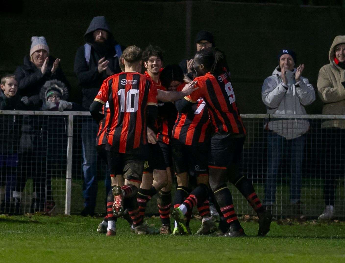 Sittingbourne celebrate after Richie Hamill gives them the lead against Salisbury. Picture: Ian Scammell