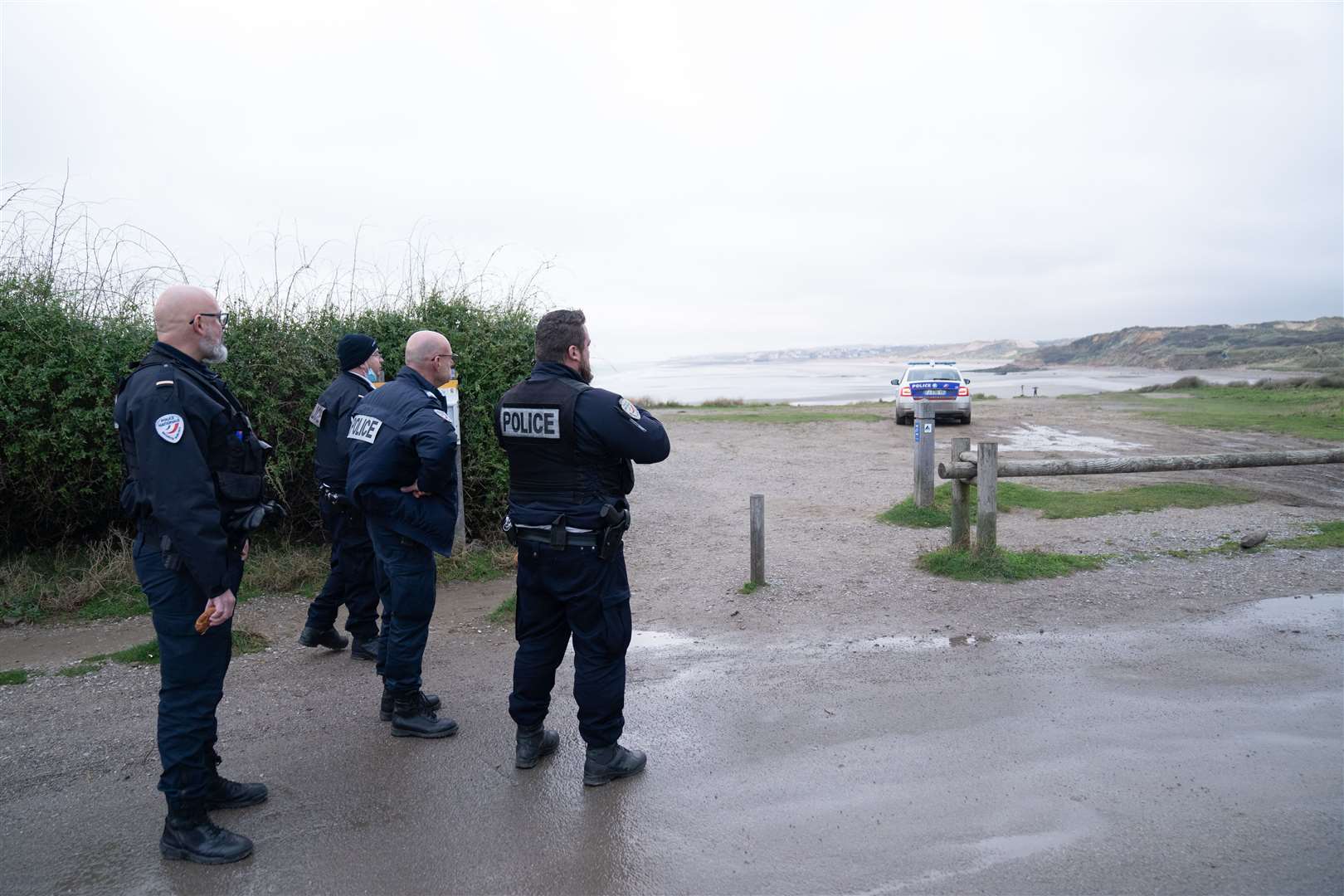 French police at a beach near Wimereux in France (Stefan Rousseau/PA)