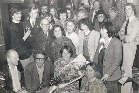 Former Times Guardian reporter Glenda Whitehall with colleagues at her leaving party