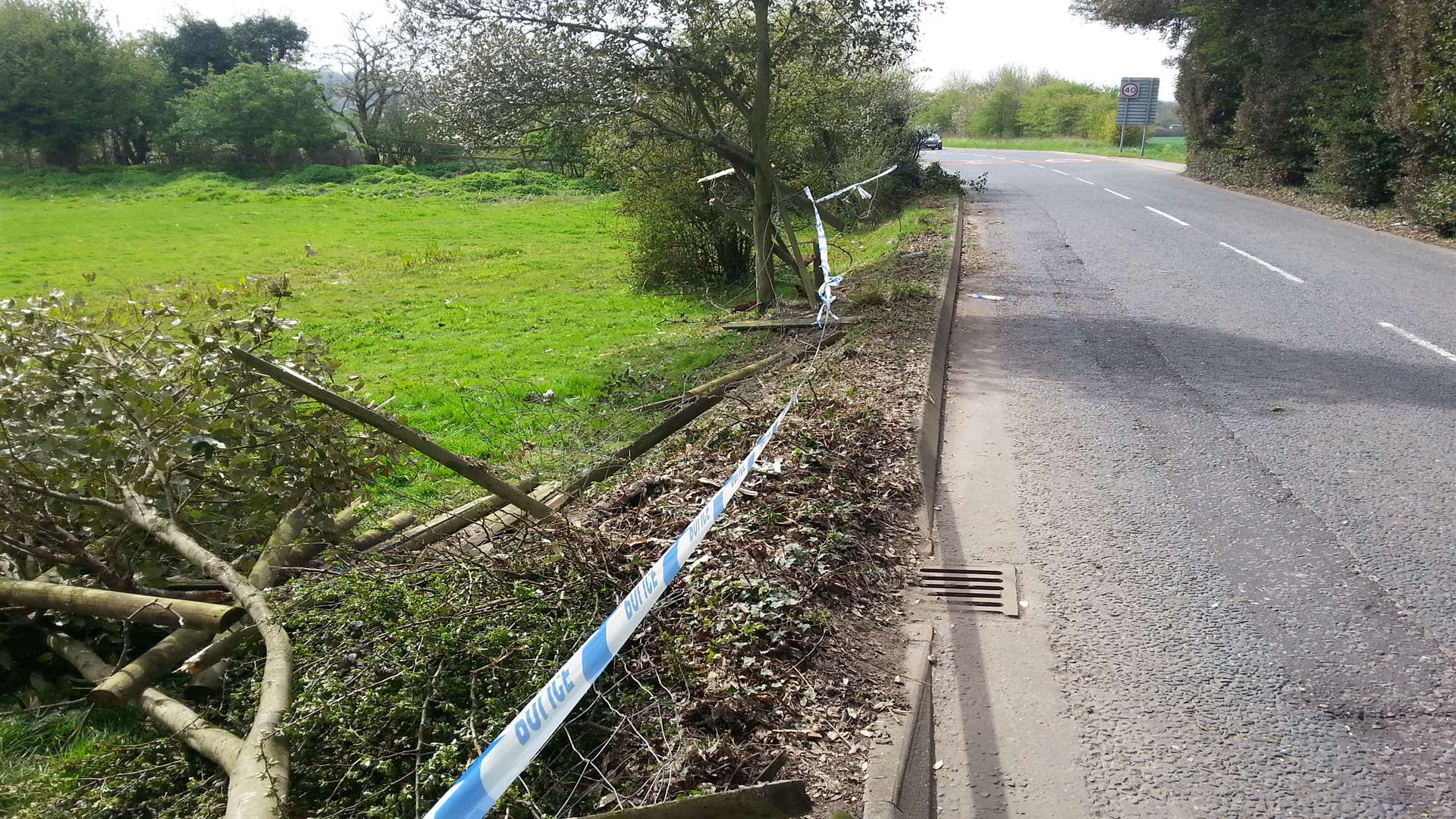 The car left the road in Bullockstone Road