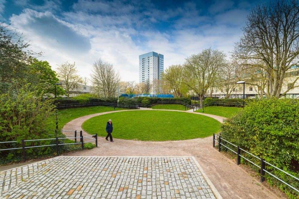 The circular lawn at Alexandra Road estate, Camden, London (Historic England Archive/PA)