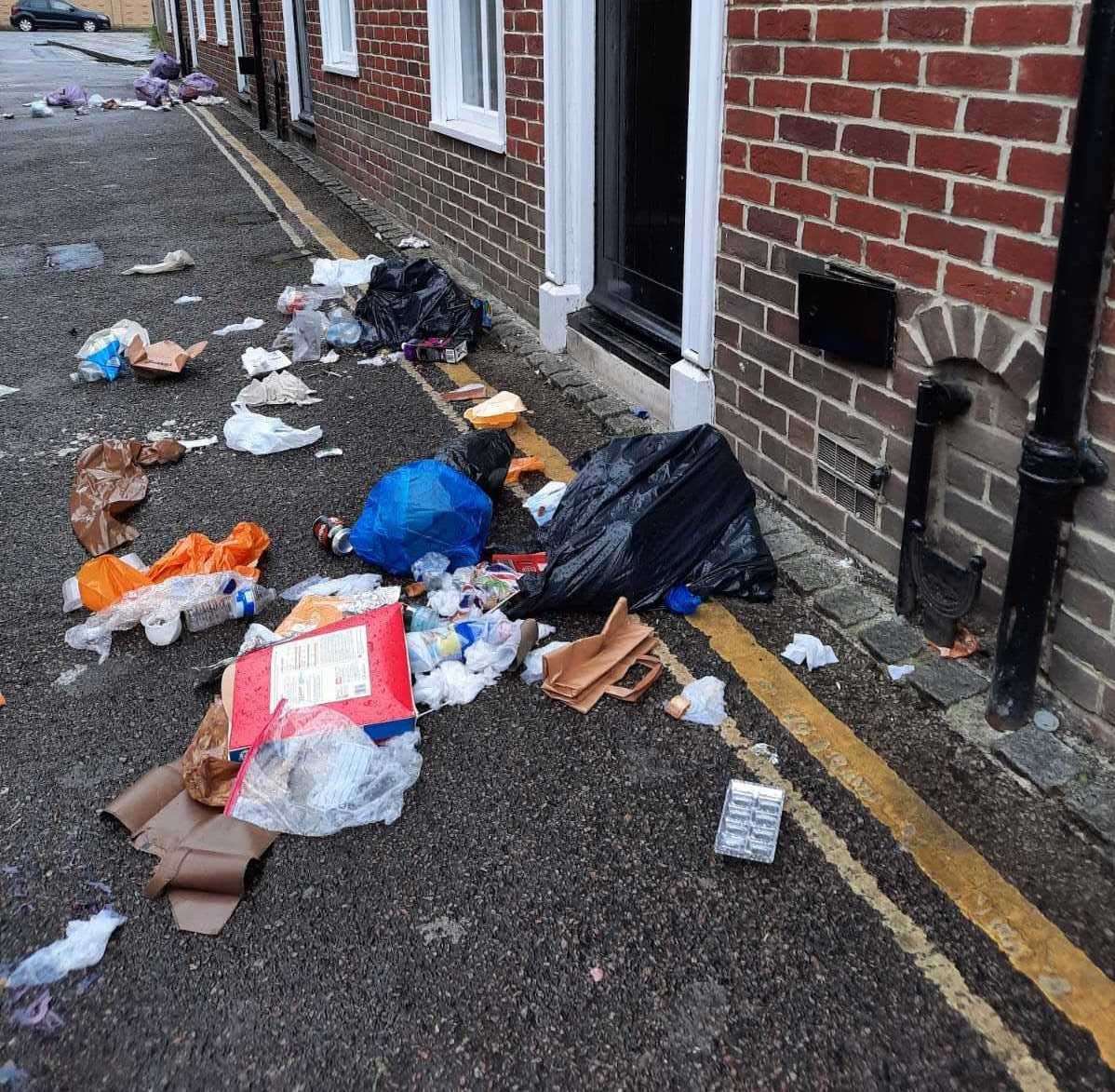 Waste strewn across the road is a common sight. Picture: Pat Gorman