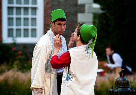 From left, Jake Hendriks and Leander Deeny in A Comedy of Errors. Picture: Peter Smith Photographer