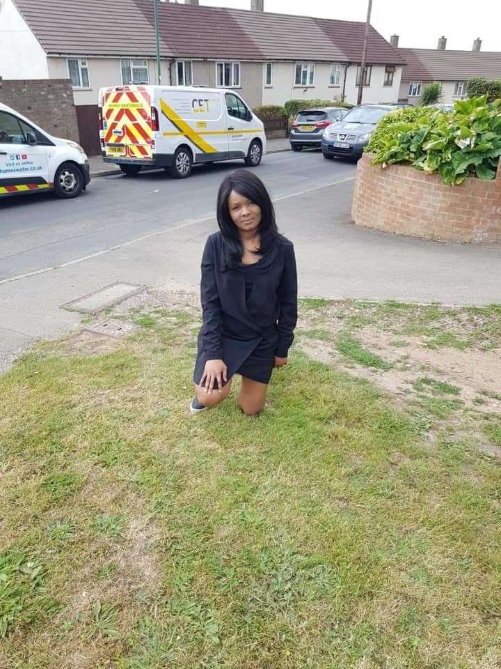 Temple Hill Cllr Victoria Oguntope takes the knee during a recent Black Lives Matter demonstration (37638864)