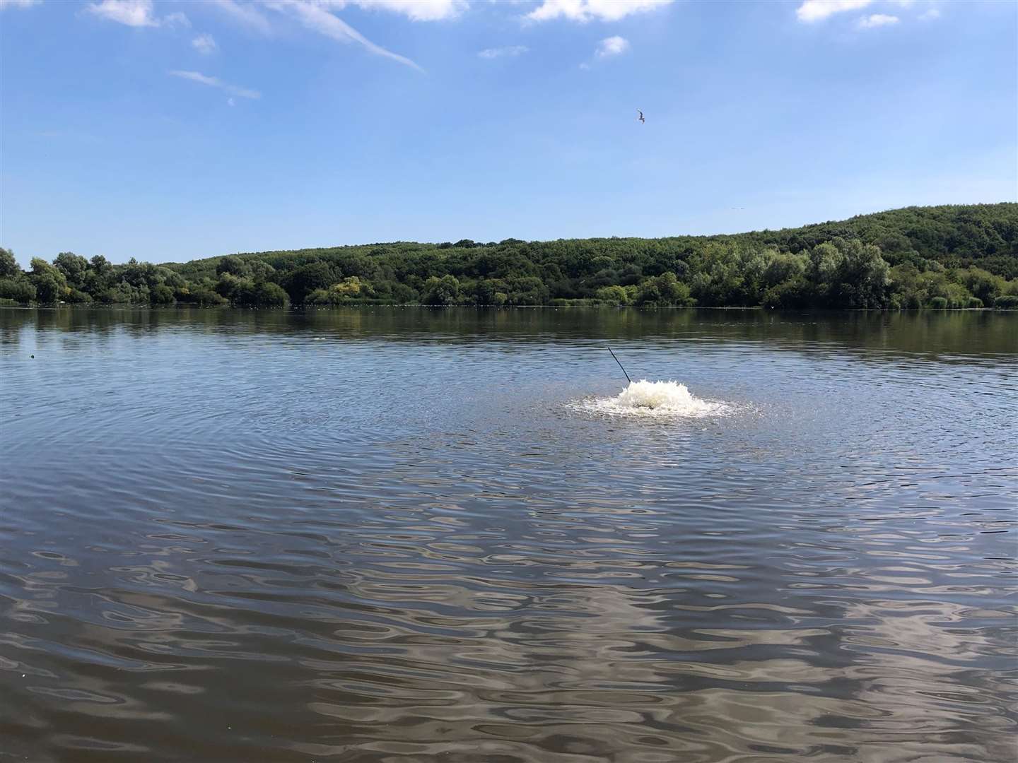 An aerator at work to re-oxygenate Fordwich lake