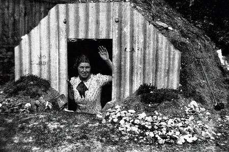 Housewife Jessie Vine in her Anderson shelter