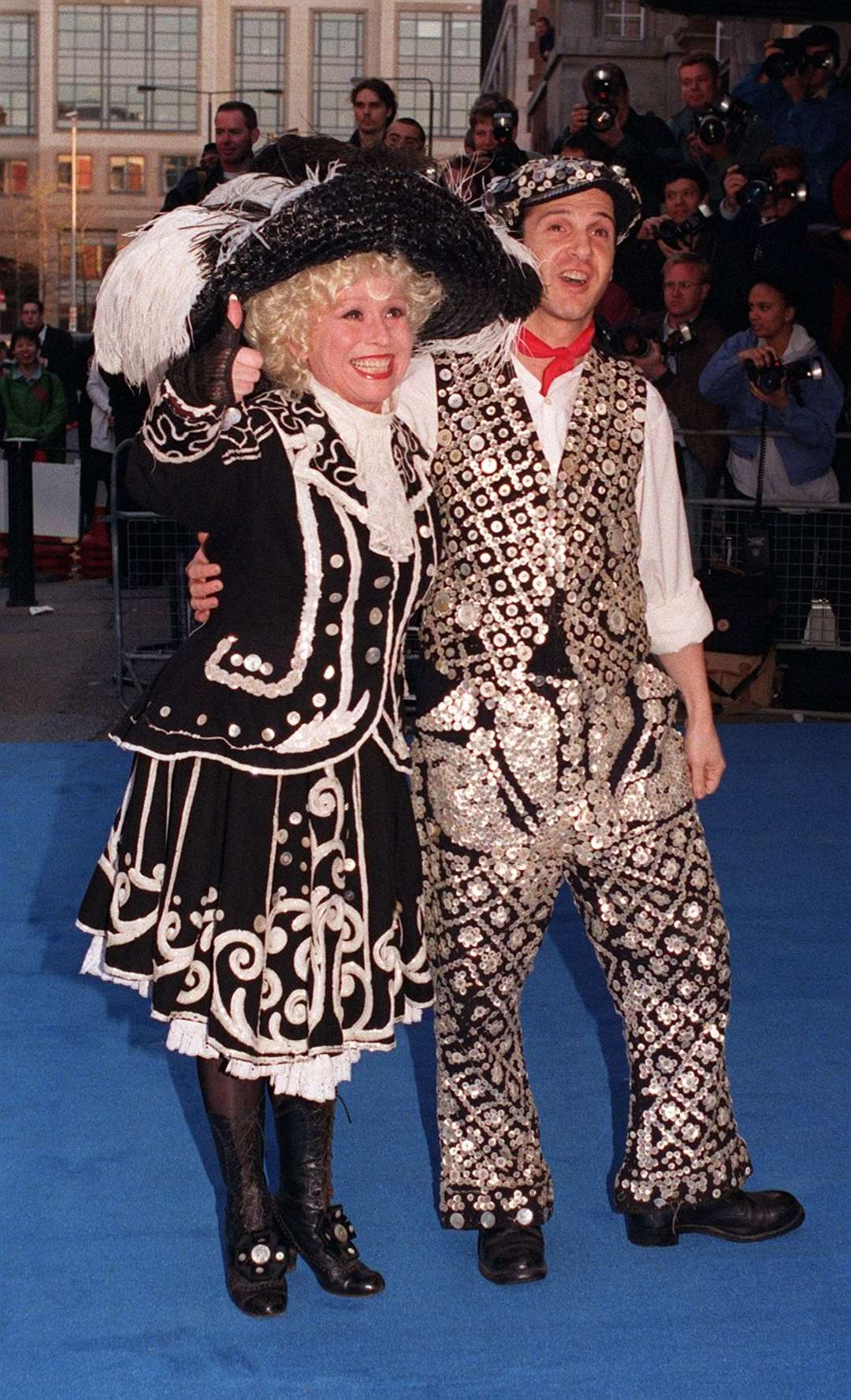 Arriving at the Hammersmith Palais for Elton John’s 50th birthday party in 1997 (PA)