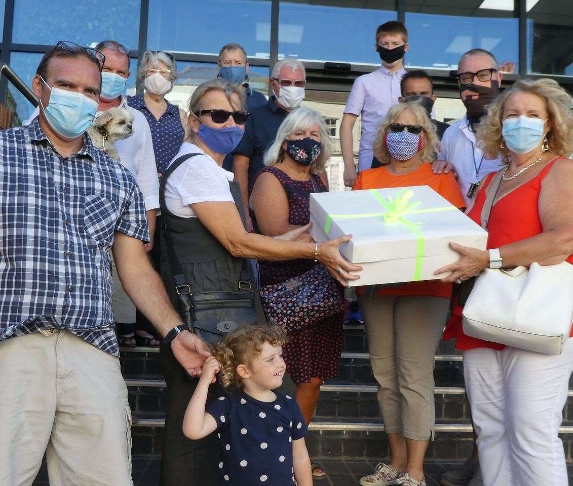 Botany Bay residents delivering their petition to Thanet District Council. Picture: Barry Manners