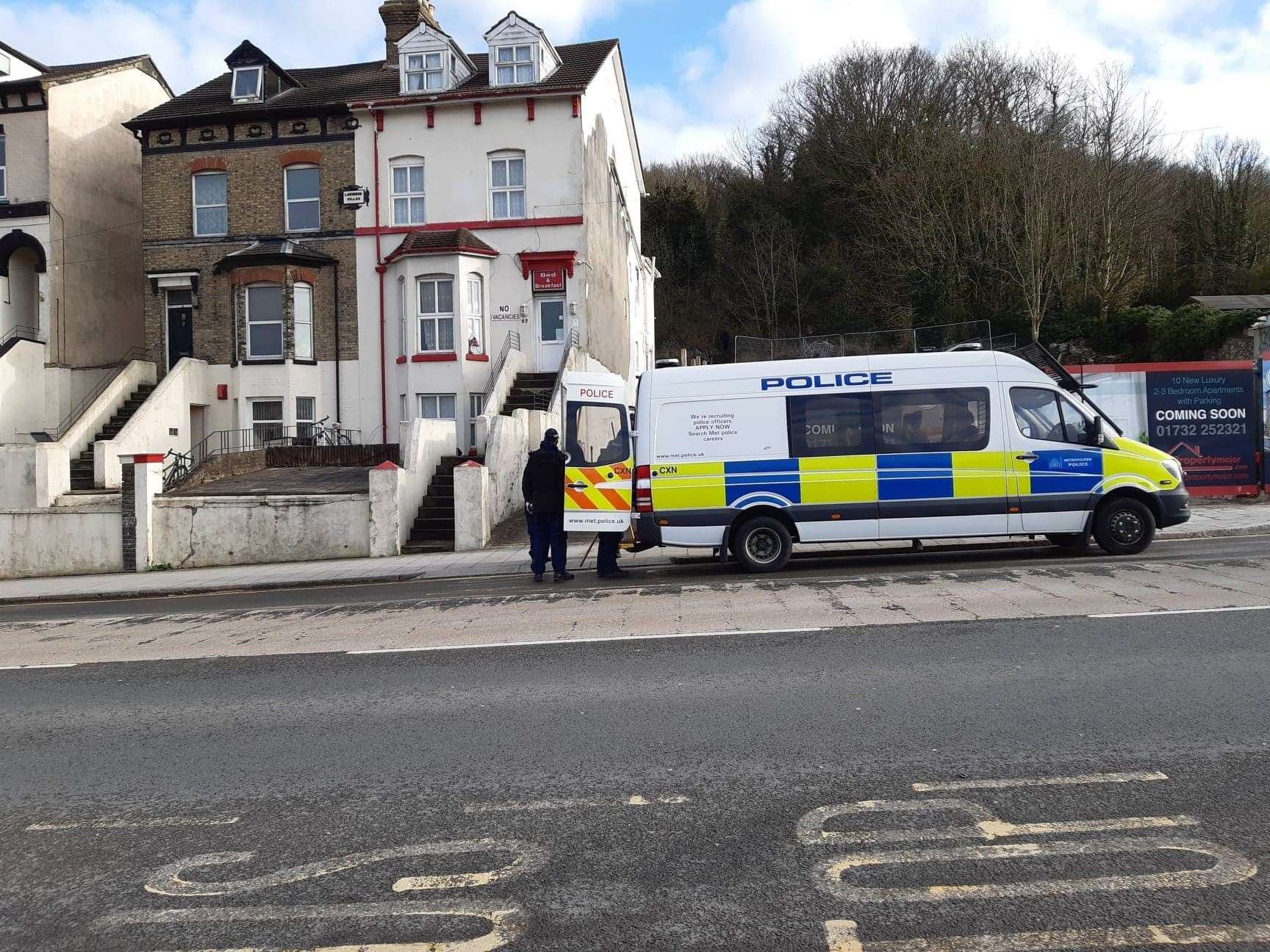 Police with spades in Folkestone Road, Dover