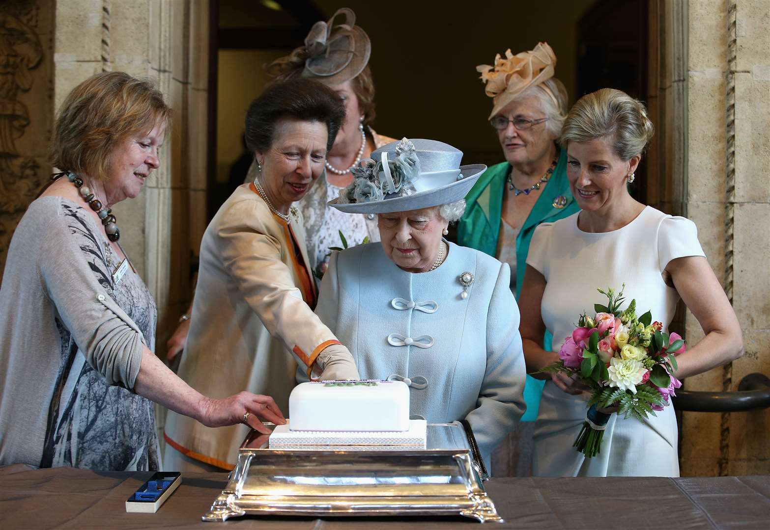 The Queen, with the Princess Royal and the Countess of Wessex, at the Women’s Institute centenary celebrations (Chris Jackson/PA)