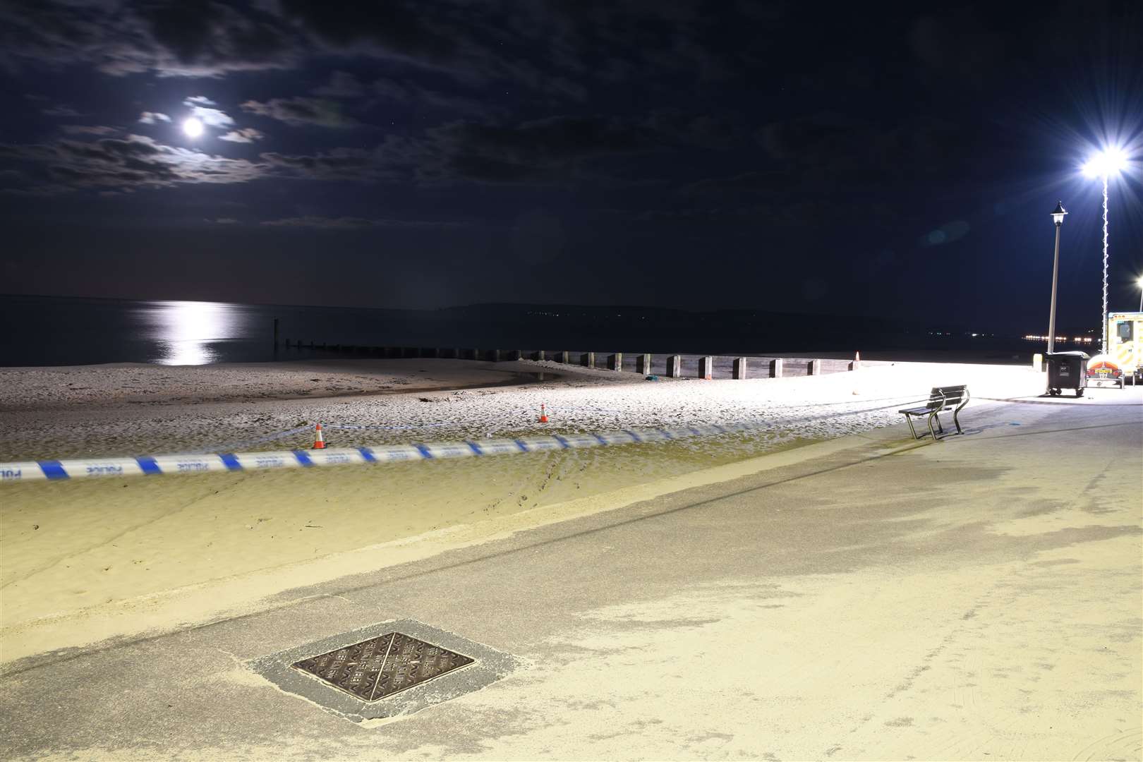 The scene at Bournemouth beach where Amie Gray was killed and Leanne Miles was seriously injured (Dorset Police/PA)