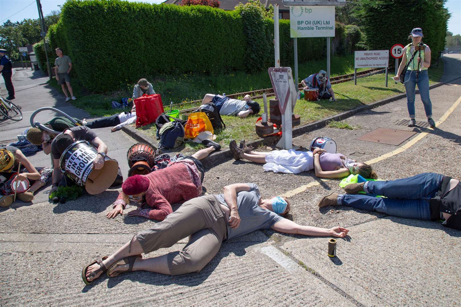 Activists locking down BP’s Southampton oil terminal (William Templeton/XR)