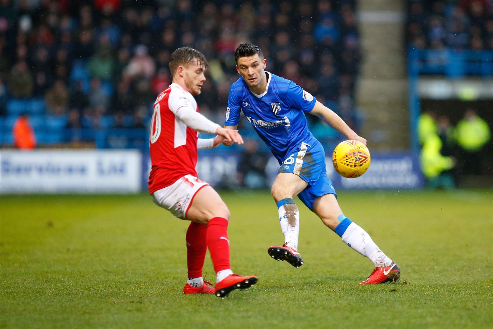 Gillingham midfielder Callum Reilly against Fleetwood last season Picture: Andy Jones