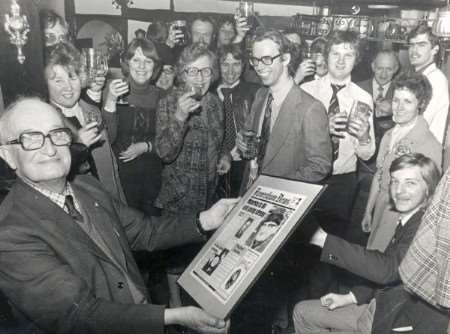 Peter and Dorothy Coleman (centre of the picture) with Times Guardian staff in the 1970s.