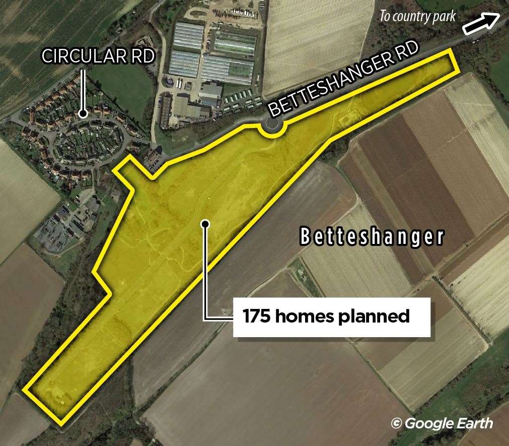 Developers want to build 175 homes on this site off Betteshanger Road near Deal