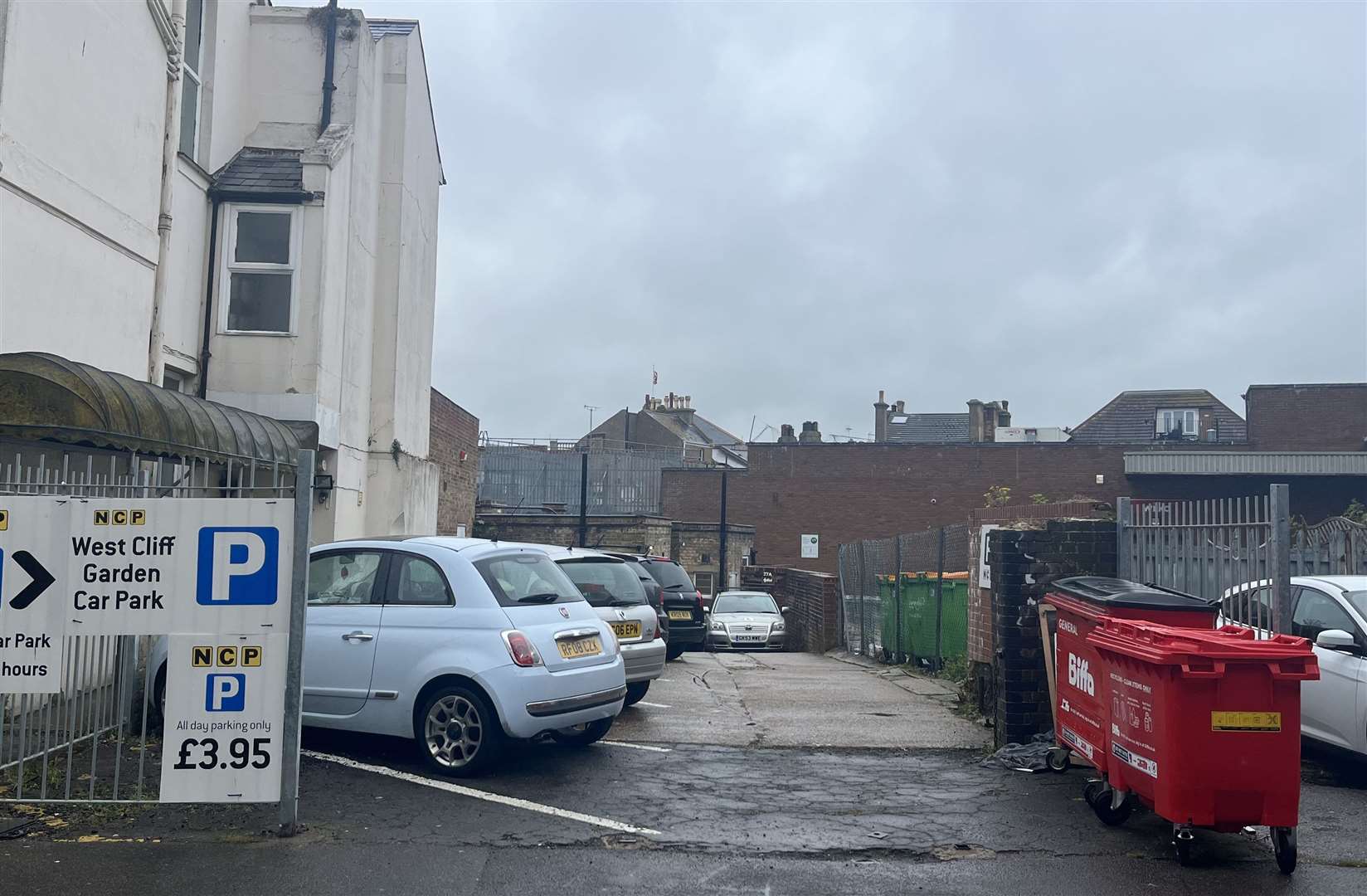 The proposed site for the five-storey flat block in West Cliff Gardens in Folkestone is currently home to a car park