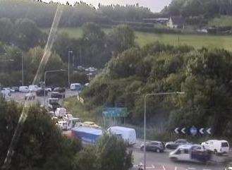 Traffic is building for people trying to get on the motorway at junction 5. Picture: Highways England