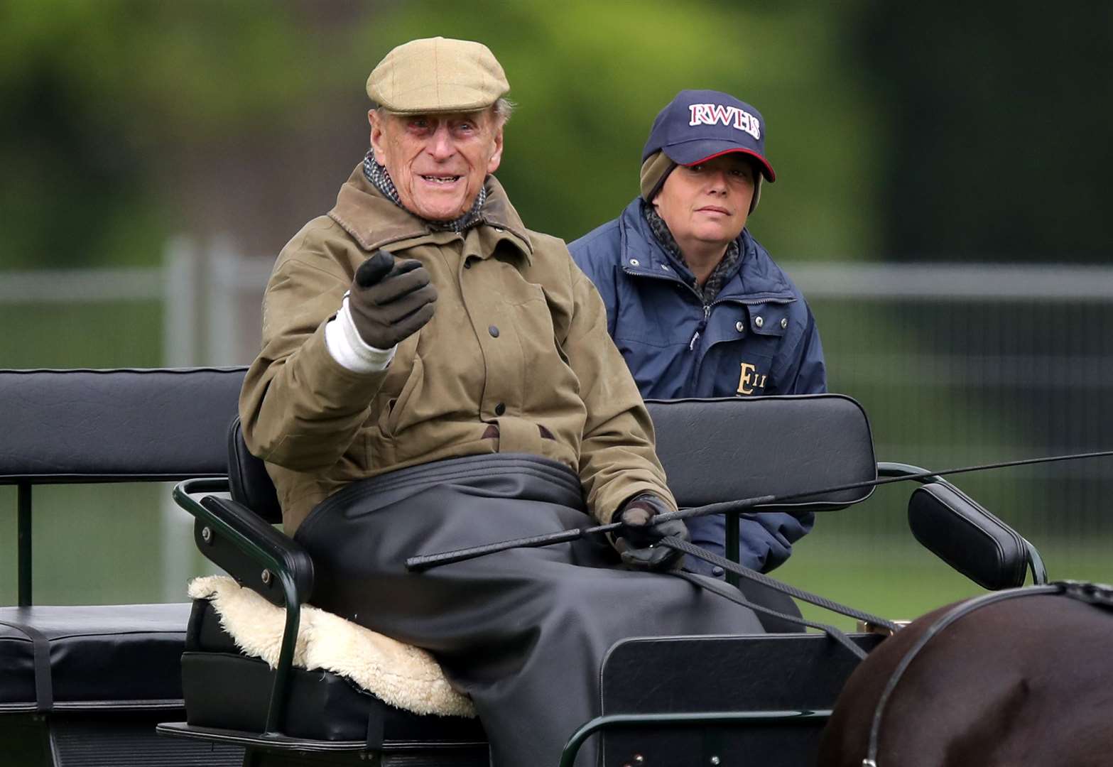 The Duke of Edinburgh drives a carriage during the Royal Windsor Horse Show (Andrew Matthews/PA)