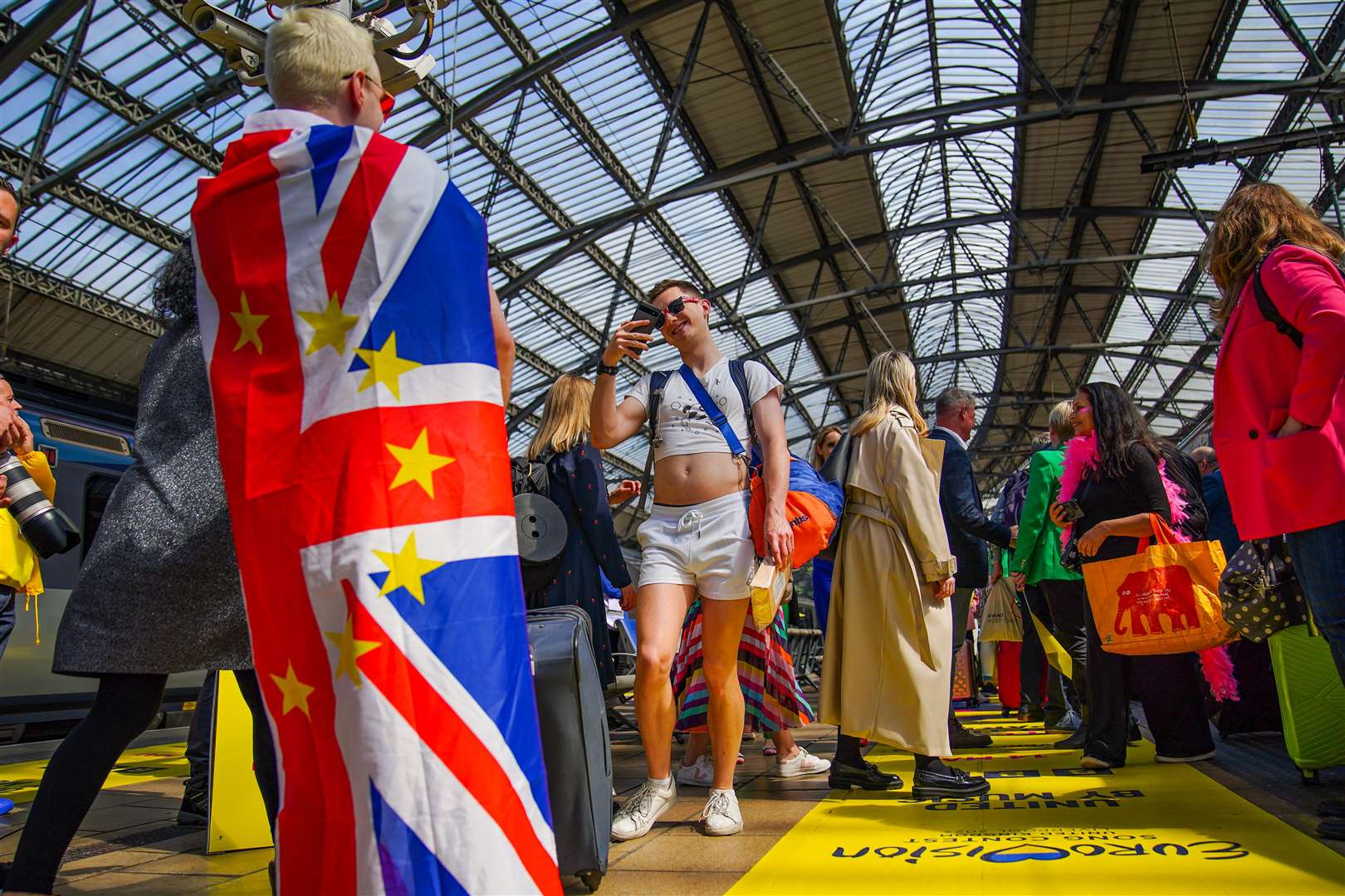 The trains were packed with fans of the music contest (Peter Byrne/PA)