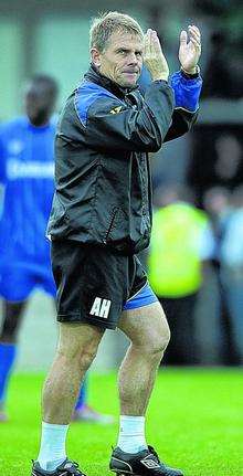 Andy Hessenthaler applauds the Gills fans at Torquay.