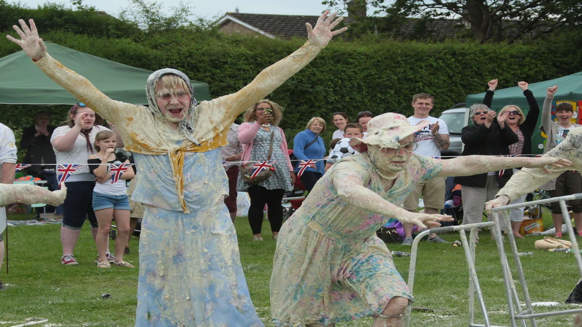 Grannies win the final. World Custard Pie Throwing Championships at Coxheath