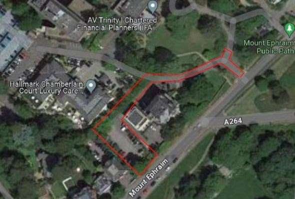 The red line denotes the extent of the planning application