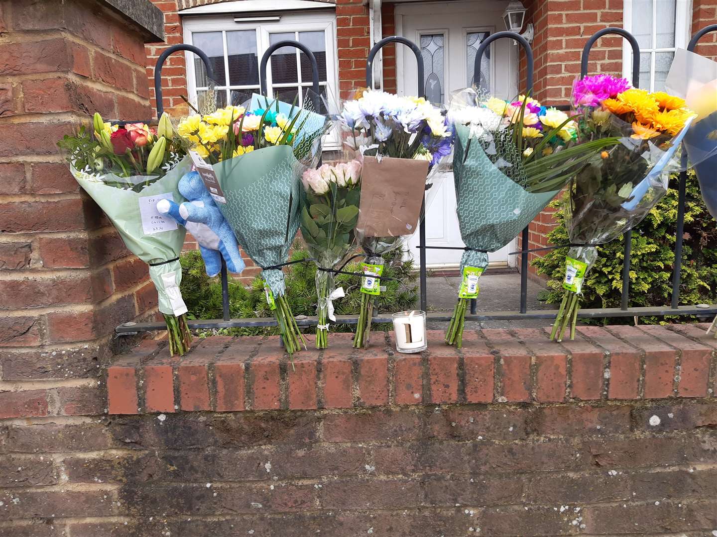 Flowers were laid at the scene of the collision yesterday