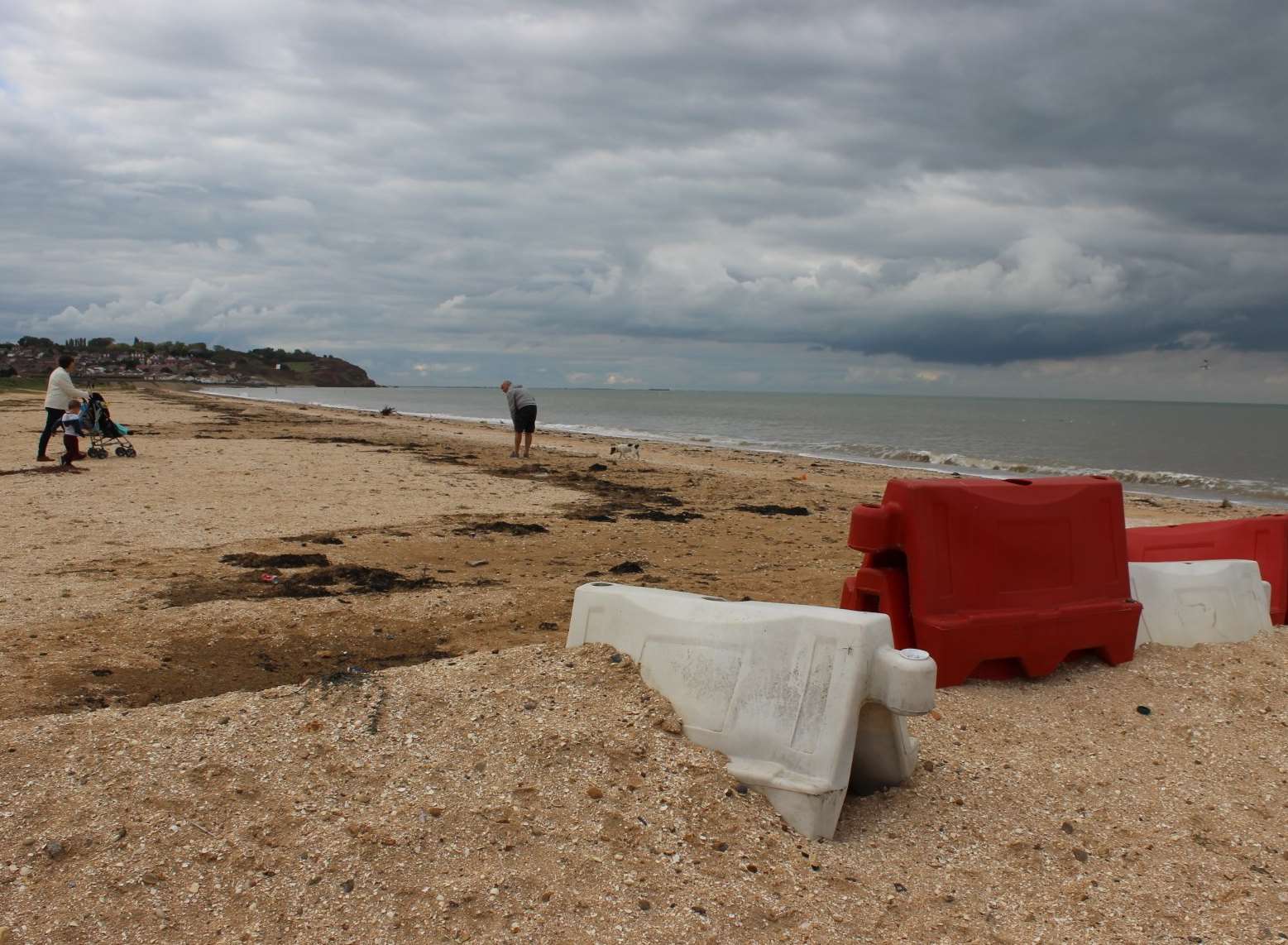 Barricades: A stretch of private beach at Leysdown has been coned off to the public with plastic bollards by its new owners Cosgrove Leisure Parks