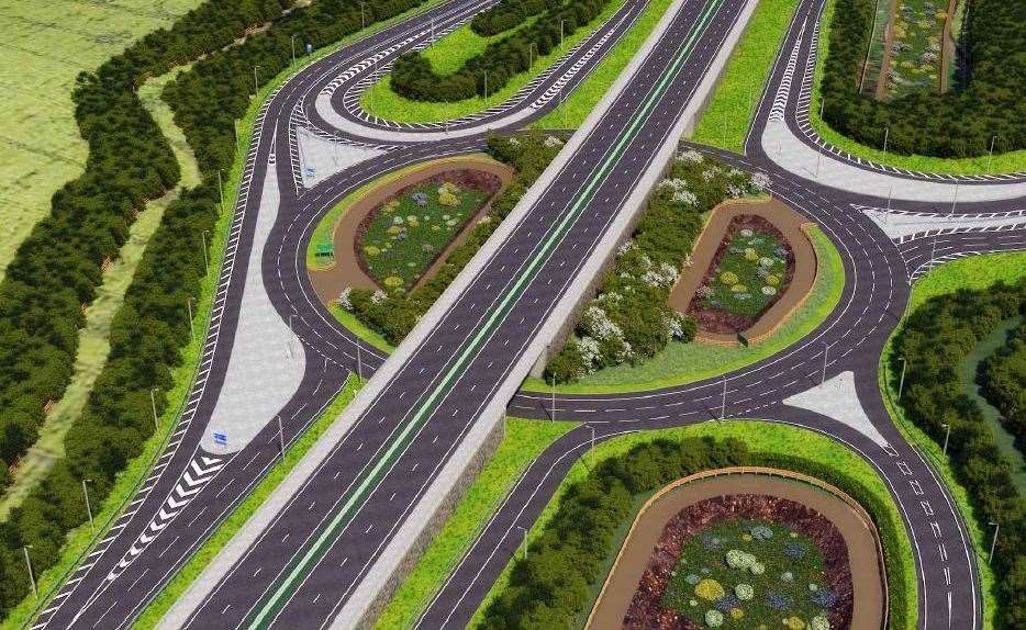 The new-look Stockbury Roundabout from above (12303663)