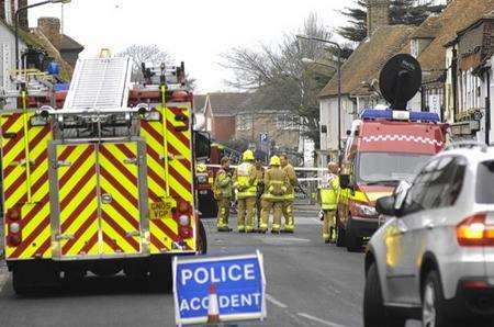 Scene at the aftermath of the fire in New Romney High Street