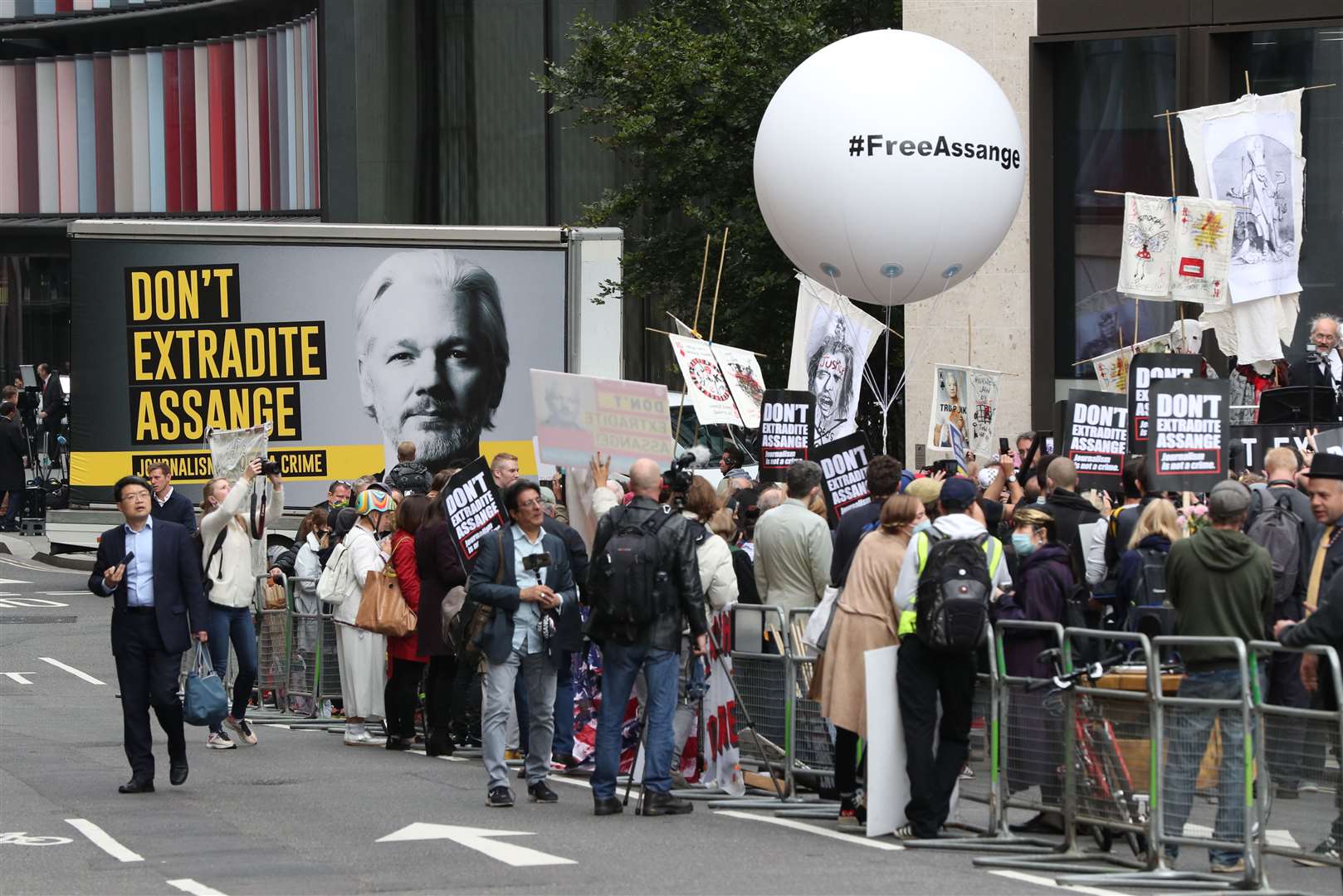 Protesters outside the Old Bailey (Jonathan Brady/PA)