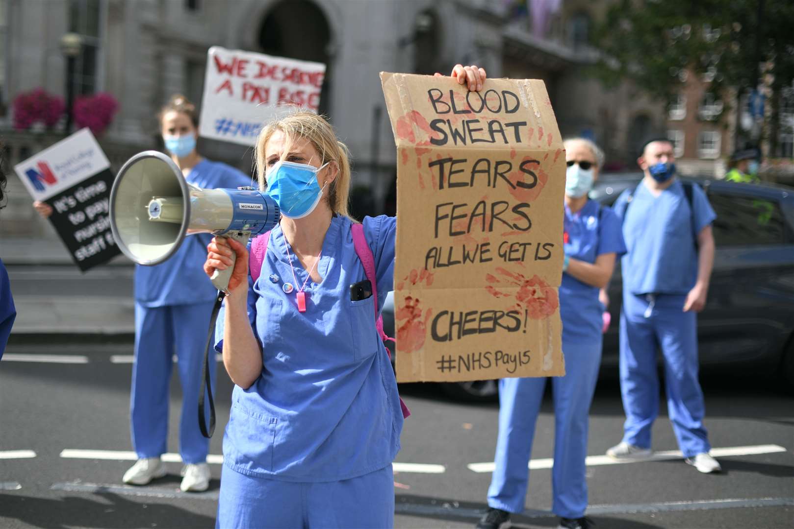 Protesters outside BBC Broadcasting House in central London (Dominic Lipinski/PA)