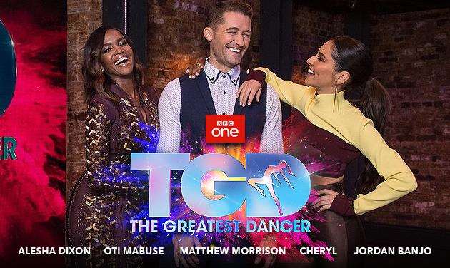 Captains Oti Mabuse, Matthew Morrison and Cheryl on The Greatest Dancer. Picture: BBC