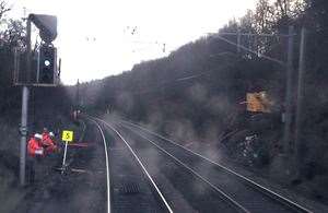 CCTV image from the train showing the start of the restriction (Avanti West Coast/RAIB/PA)