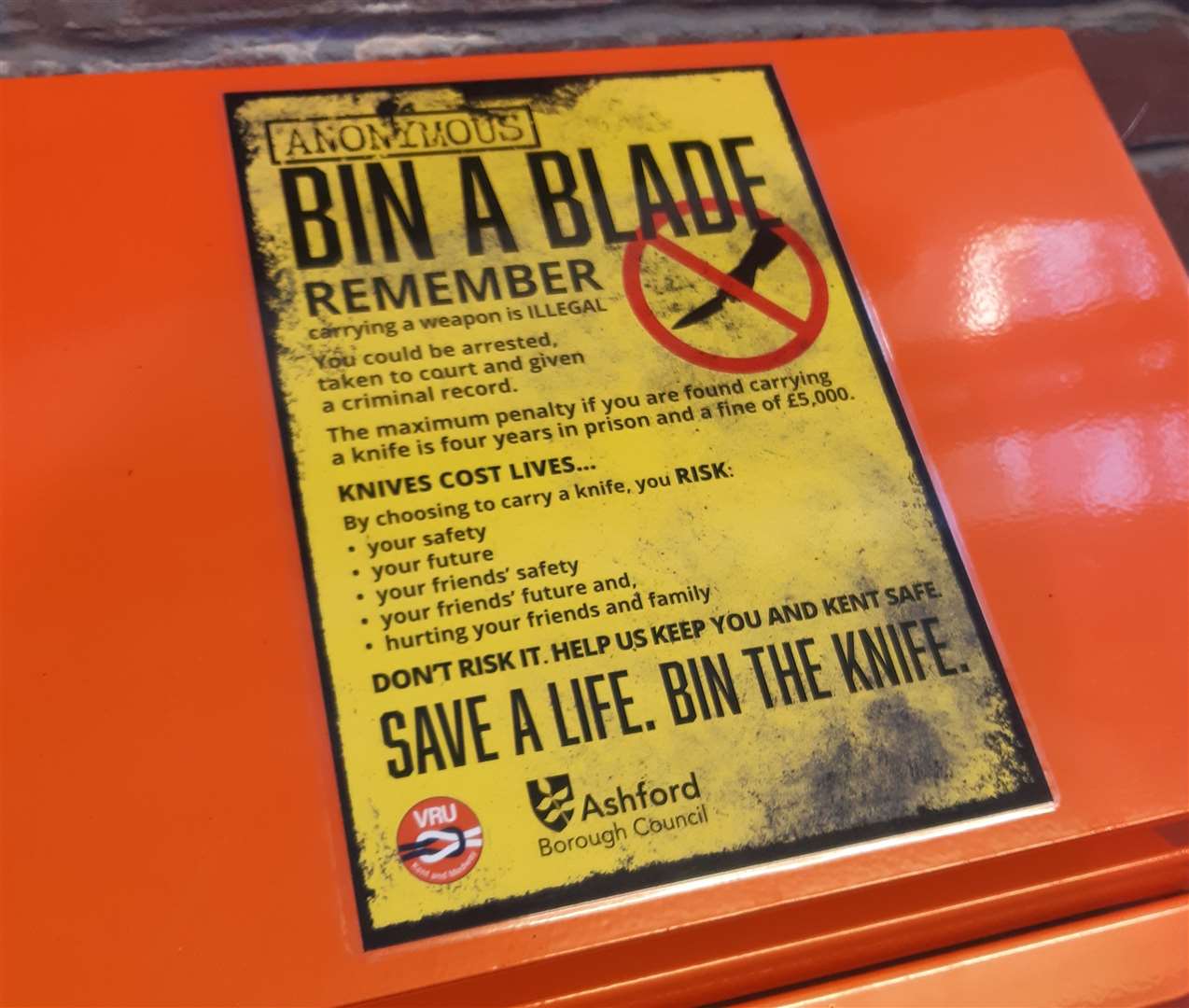 Two knife bins have appeared in Ashford