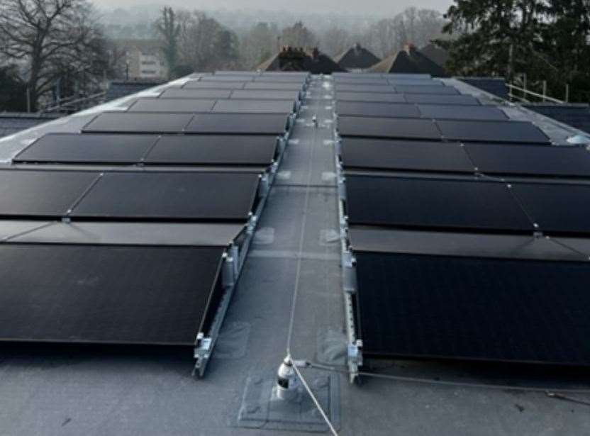 Solar panels on the roof of the new St Faith's Centre