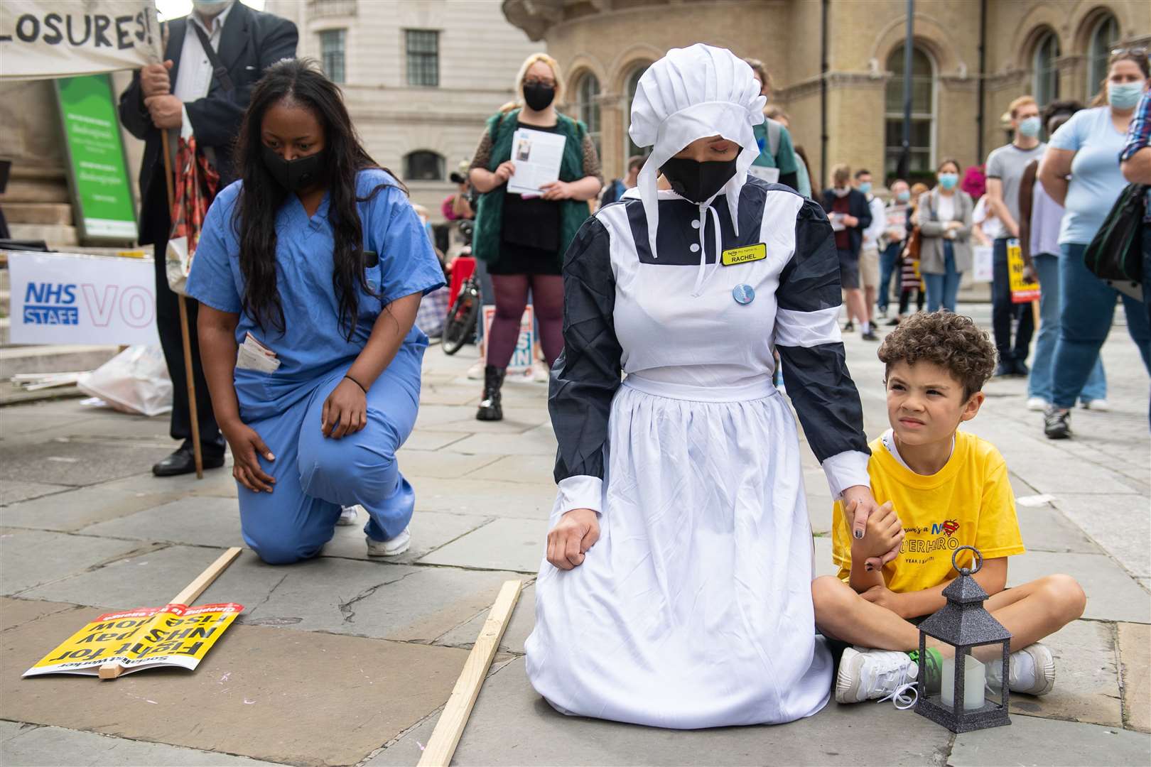 The main London rally began with a silence for NHS workers who have lost their lives during the coronavirus pandemic (Dominic Lipinski/PA)